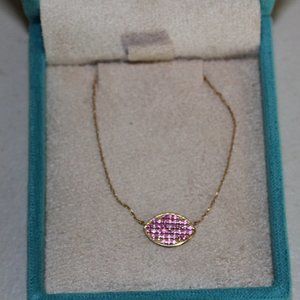 NIB AGIGH JEWELRY 18KT GOLD NECKLACE PINK SAPPHIRE